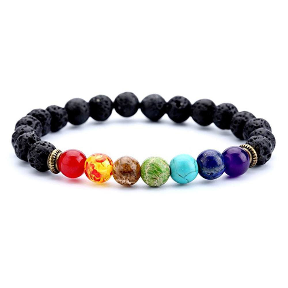 7 Stone Chakra Stretch Bracelet With Turquoise Band – Charmed Creations LLC