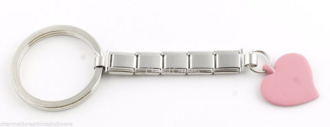 9mm Italian Charm Pink Heart Key Chain