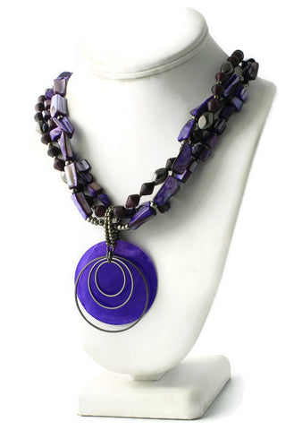 a.n.a AMY Purple Iridescent Beaded Shell Multi Strand Necklace NWT 18-21" N42086