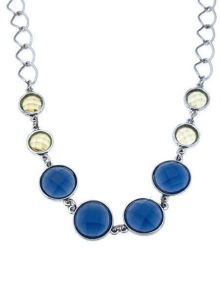 Jonette Faceted Blue And Green Glass Accents Necklace