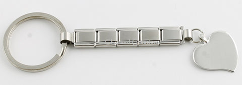 9mm Italian Charm Silver Heart Key Chain