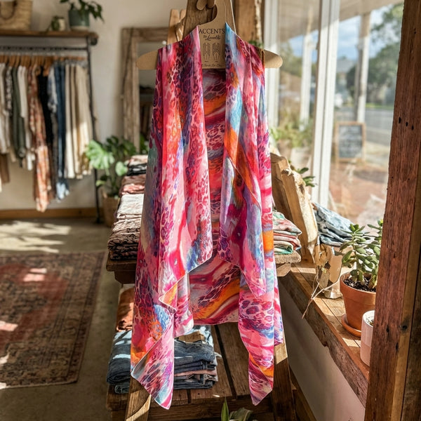 Lavello Animal Print Chiffon Vest On Display Rack In Store