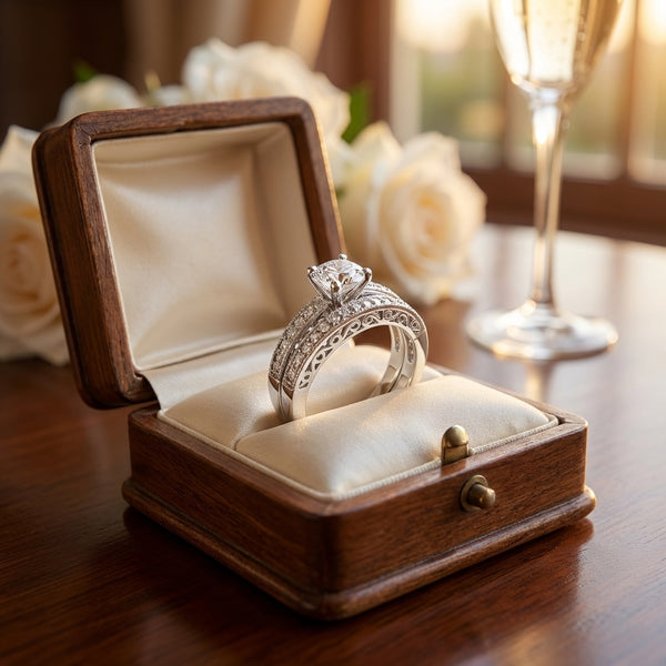 2 Piece womens 1.75 carat wedding ring set with engagement ring