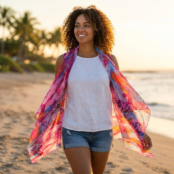 Lavello Watercolor Sheer Vest On Model