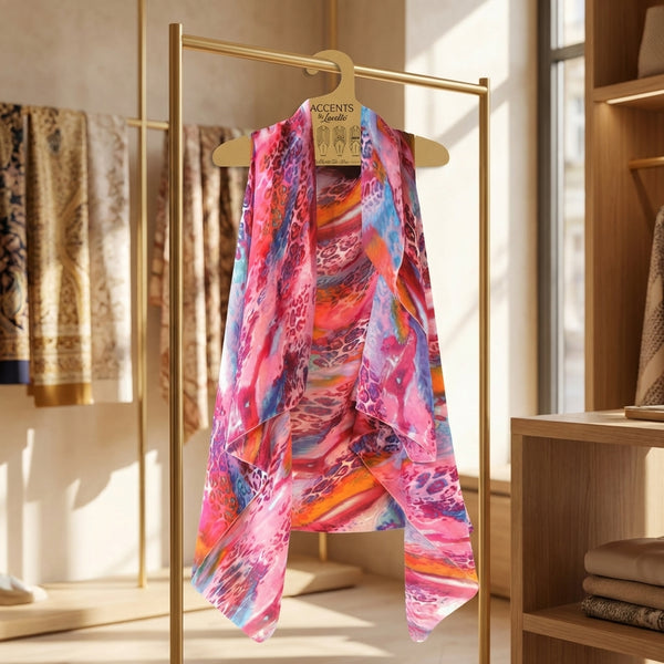 Chiffon Vest By Lavello Hanging On Clothing Rack In Store