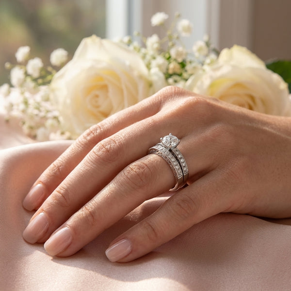 1.75 Carat 2 piece filigree wedding ring set