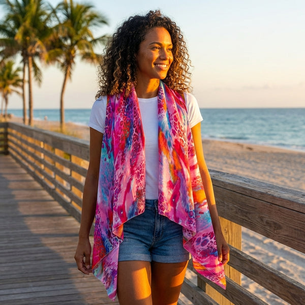 Watercolor Animal Print Vest By Lavello