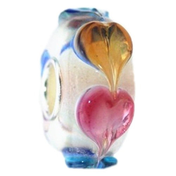 European Bead Colored Hearts Murano Glass (Compatible With Pandora Charm Bracelets)