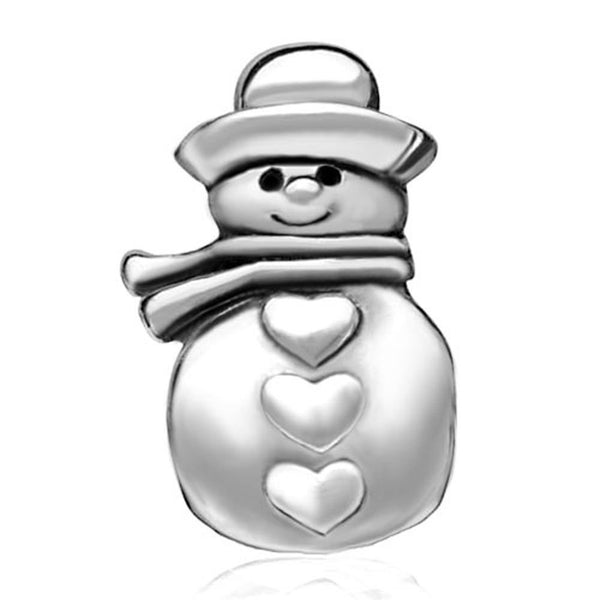 Snowman With Heart Buttons (Compatible With Pandora Charm Bracelets)