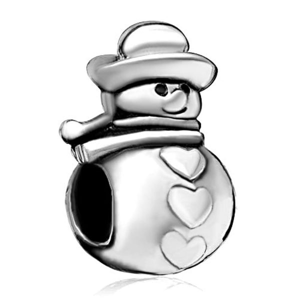 Snowman With Heart Buttons (Compatible With Pandora Charm Bracelets)