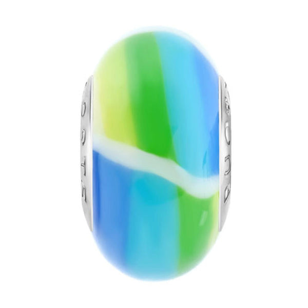 European Bead Green Blue Watercolor (Compatible With Pandora Charm Bracelets)