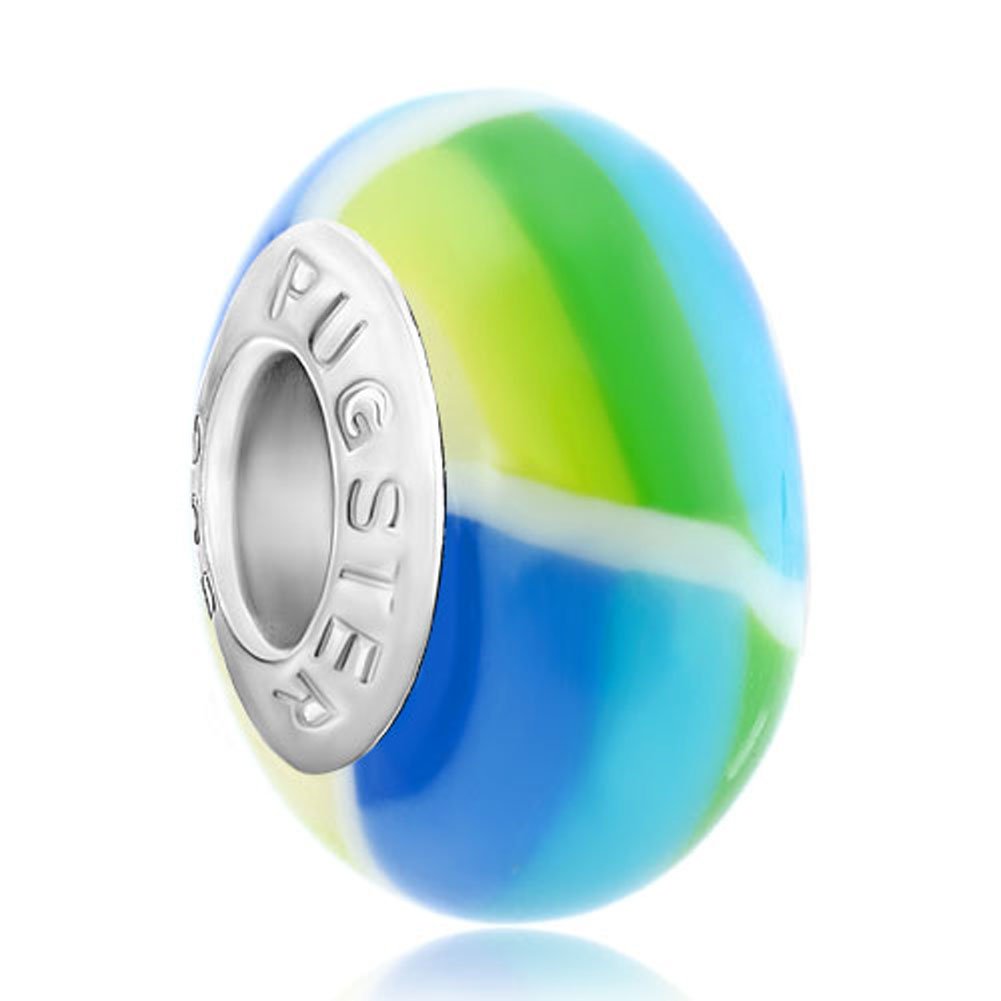 European Bead Green Blue Watercolor (Compatible With Pandora Charm Bracelets)