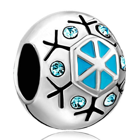 European Bead SnowflakeWith Blue Swarovski Crystal Elements (Compatible With Pandora Charm Bracelets)