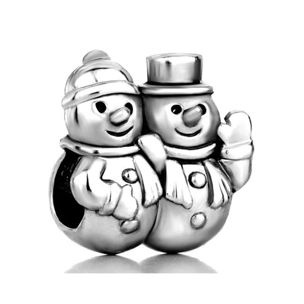 European Bead Snowman Couple (Compatible With Pandora Charm Bracelets)
