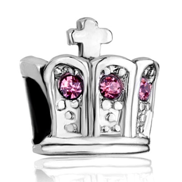 European Bead Pink Swarovski Crystal Elements Crown (Compatible With Pandora Charm Bracelets)