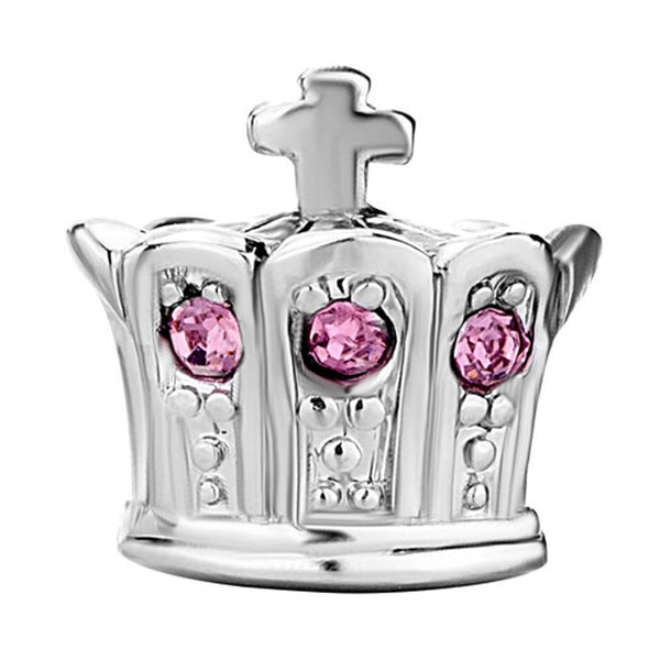 European Bead Pink Swarovski Crystal Elements Crown (Compatible With Pandora Charm Bracelets)