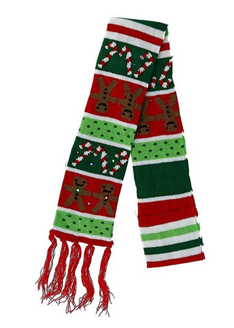 Christmas Scarf Flashing LED Light Up Gingerbread