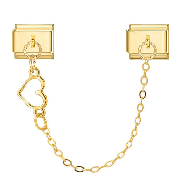 9mm Italian charm double link with chain and heart accent 
