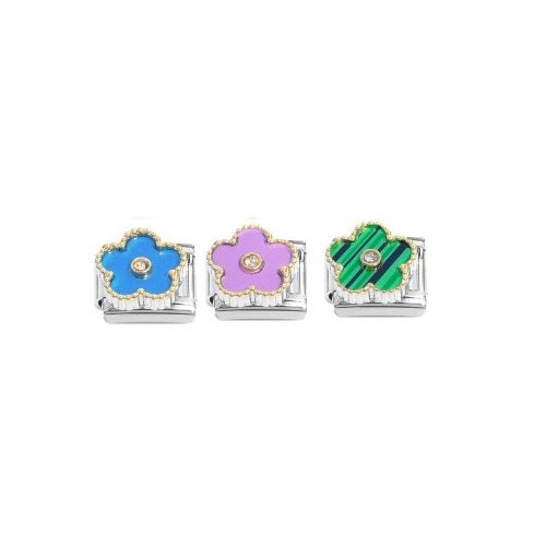 9mm Italian Charms - Gold Trim Florals
