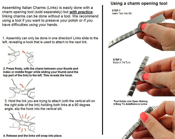 How to assemble 9mm Italian charms with and with out a charm opening tool