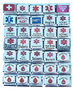 Assorted Medical Alert 9mm Italian Charms