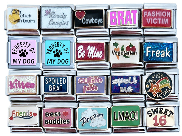 Assorted Words 9mm Italian Charms (Collection #1)