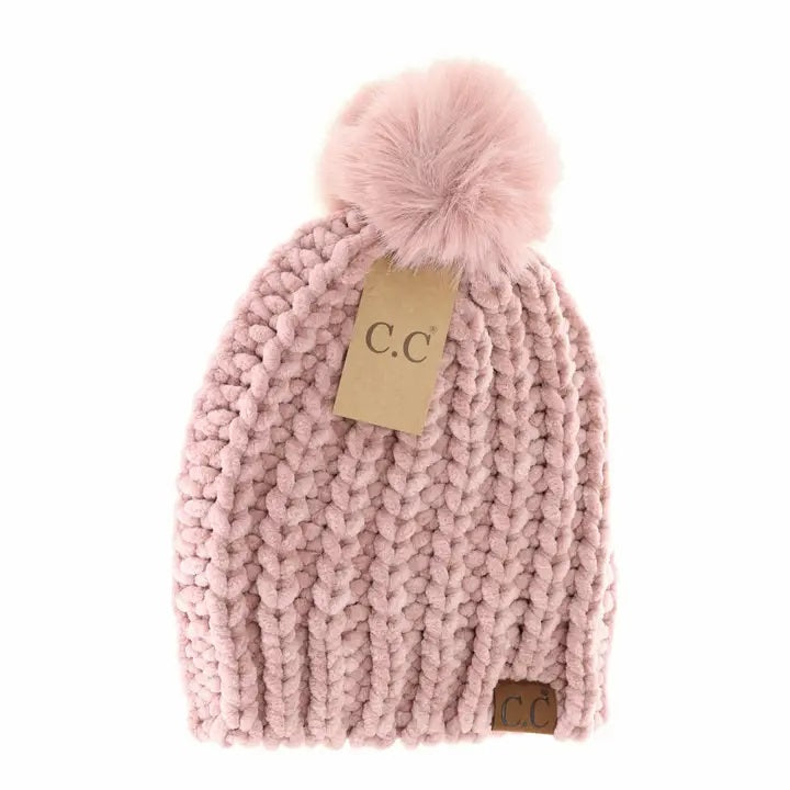 C.C Beanie Chunky Knit Chenille Pom Hat