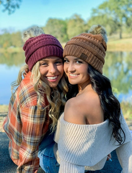 C.C Beanie Classic Knit Pom Hat