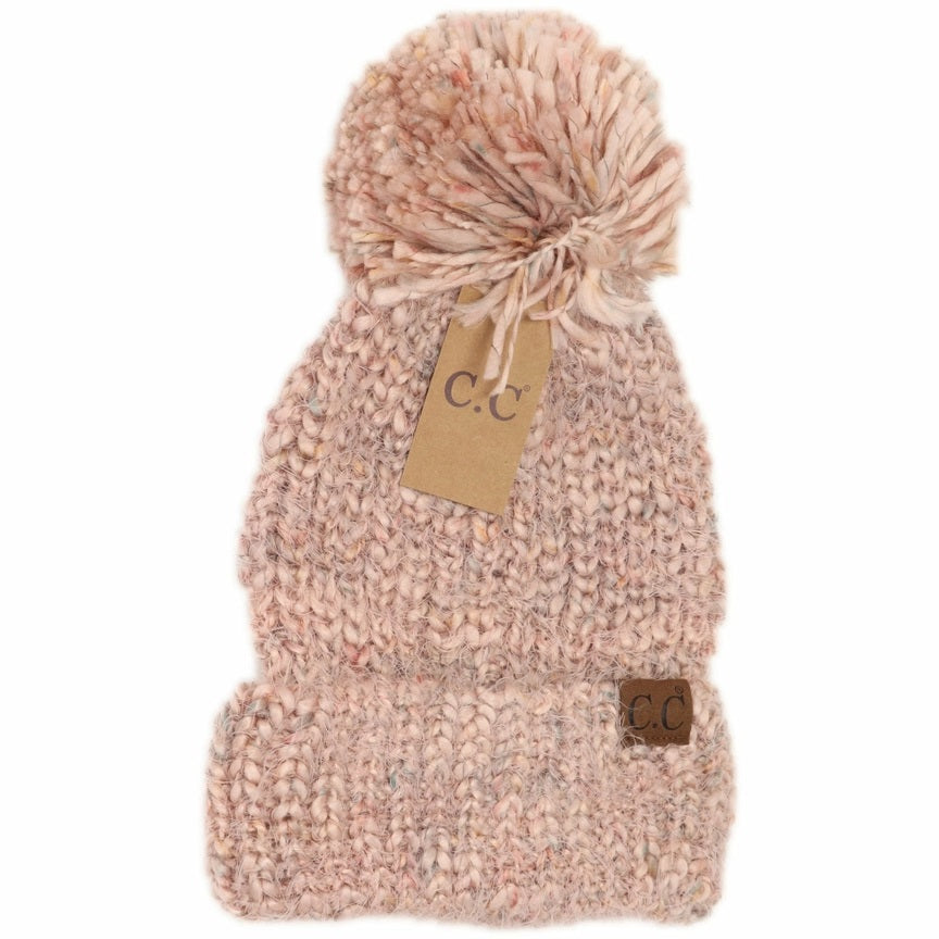 C.C Beanie Feather Knit Pom Hat