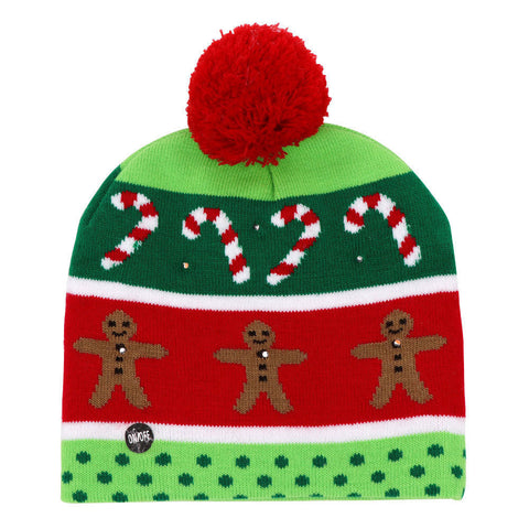 Christmas Pom Hat Flashing LED Gingerbread