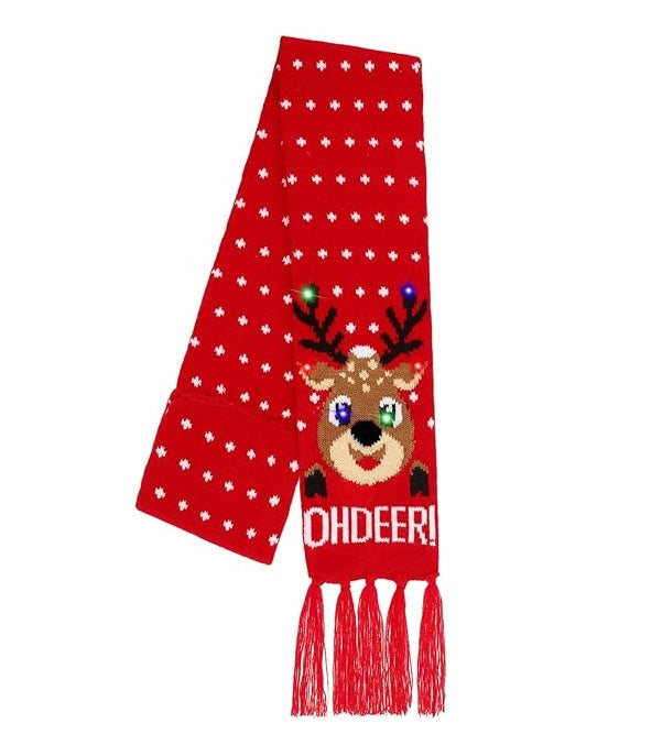 Christmas Scarf Flashing LED Light Up OH Deer