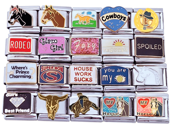 9mm Italian Charms Cowboy Assorted Words And Sayings (Collection #4)