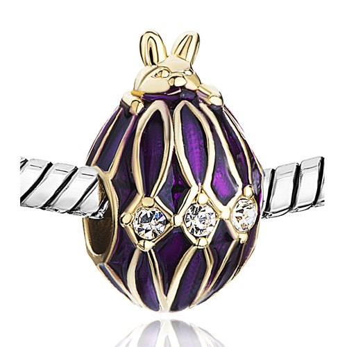 European Bead Purple Fabergé Egg With Bunny (Compatible With Pandora Charm Bracelets) (Copy)