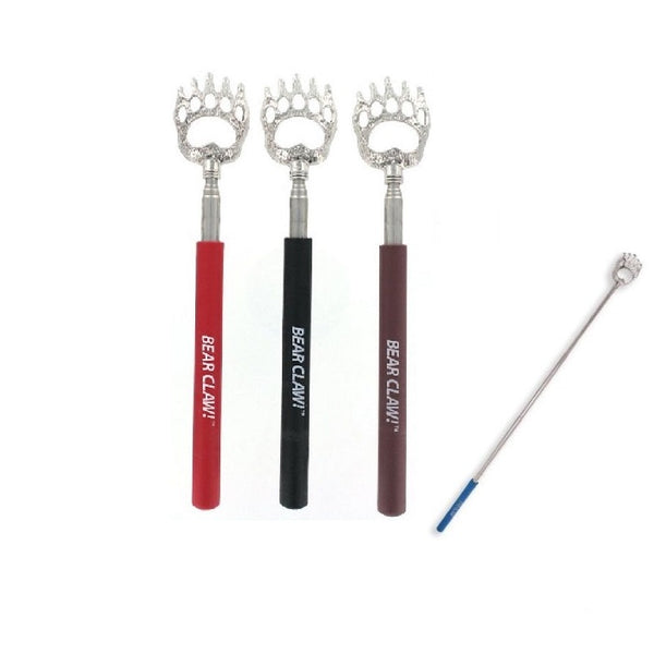Retractable Back Scratcher By Bear Claw Shown In Red Black And Brown