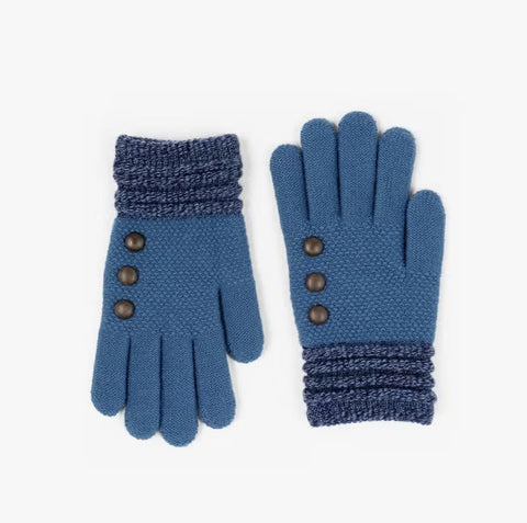 Britt's Knits Blue Ultra Soft Button Accent Gloves