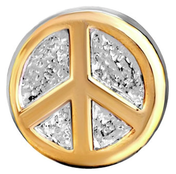 European Bead Peace Sign 22K Gold Trim (Compatible With Pandora Charm Bracelets)