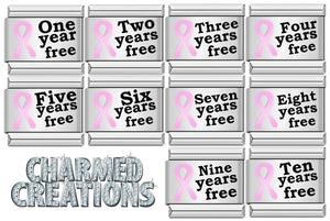 Laser Etched Pink Ribbon Breast Cancer Awareness 9mm Italian Charms