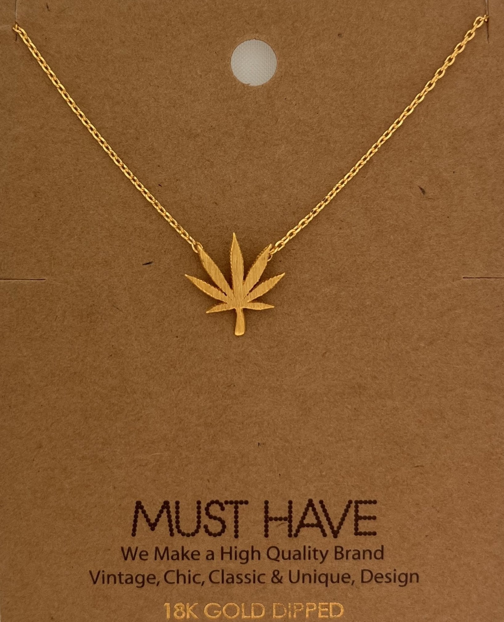 Marijuana Leaf Gold Dipped Necklace