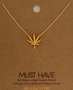 Marijuana Leaf Gold Dipped Necklace