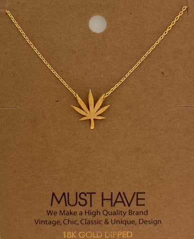 Marijuana Leaf Gold Dipped Necklace