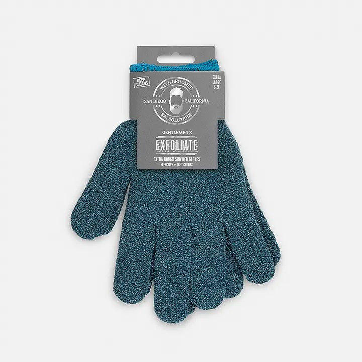 Well Grommed Gentlemen's XL Exfoliating Shower Gloves In Dark Teal