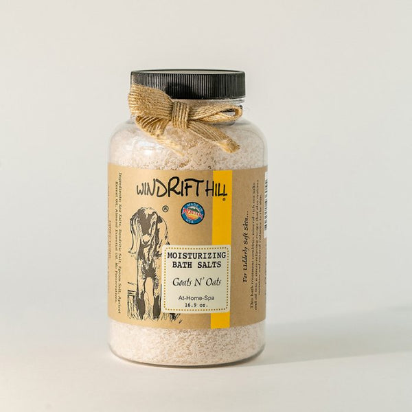 Windrift Hill moisturizing bath salts Goats N' Oats scent 16.9oz