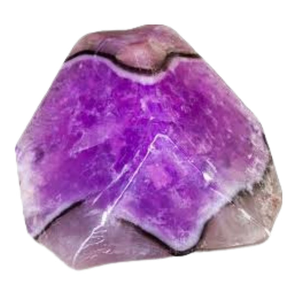 purple and gray amethyst geode soap rock on white background