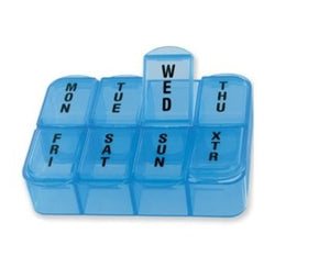 Blue Transparent 7 Day Weekly Pill Box