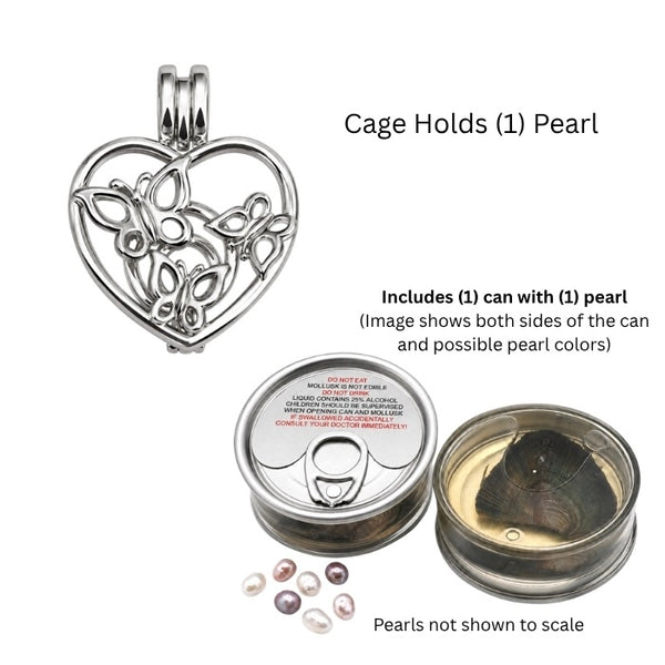 Love Pearl Butterfly Heart Pearl Cage Necklace | Create Your Kit