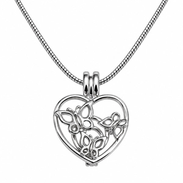 Love Pearl Butterfly Heart Pearl Cage Necklace | Create Your Kit