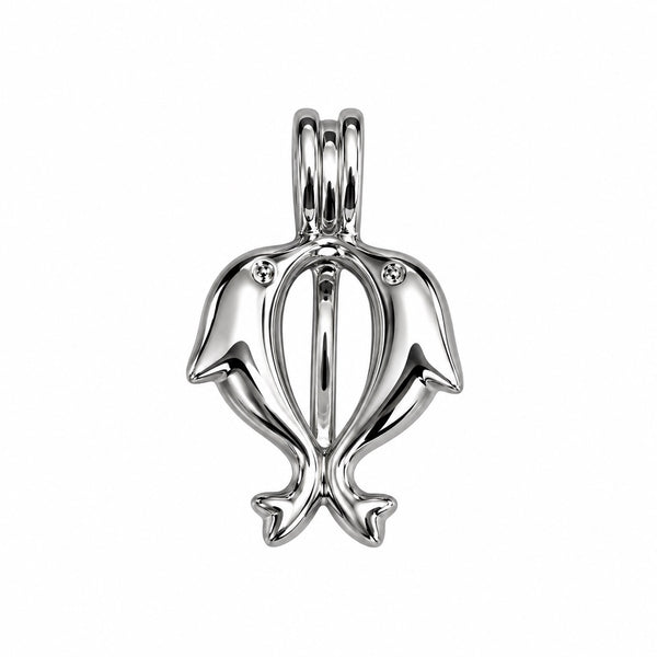 Dolphin love pearl cage pendant