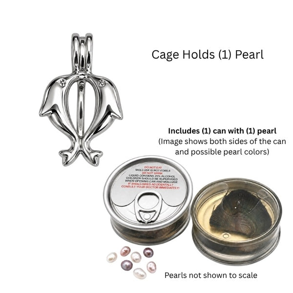 dolphin love pearl cage pendant with cans of love pearls and loose freshwater pearls in assorted colors