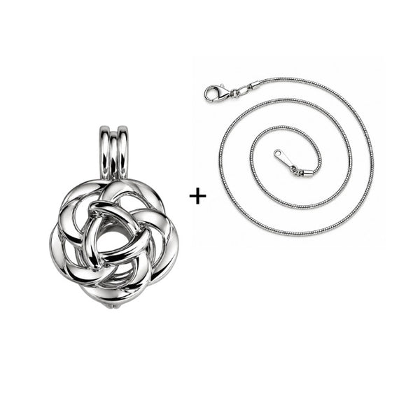 Endless Knot Love Pearl Necklace With Stainless Steel Chain