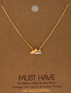 Mountains Necklace Gold Dipped With Silver Accent 